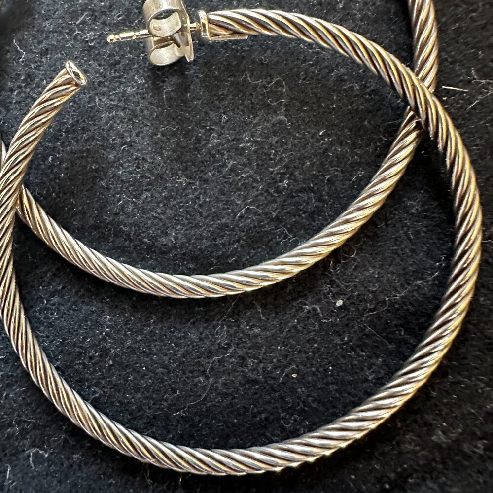 David Yurman Silver Cable Hoop Earrings